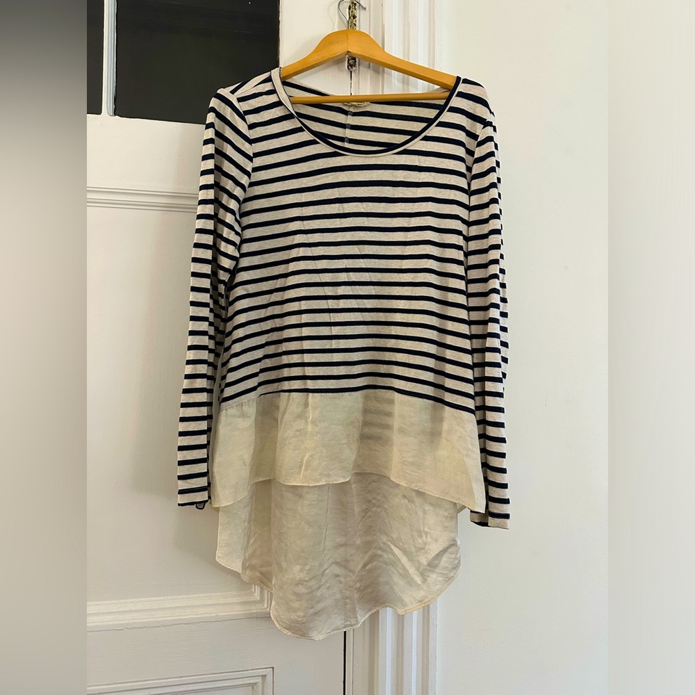 Anthropologie Lila’s Closet Breton Stripe Top with Silk